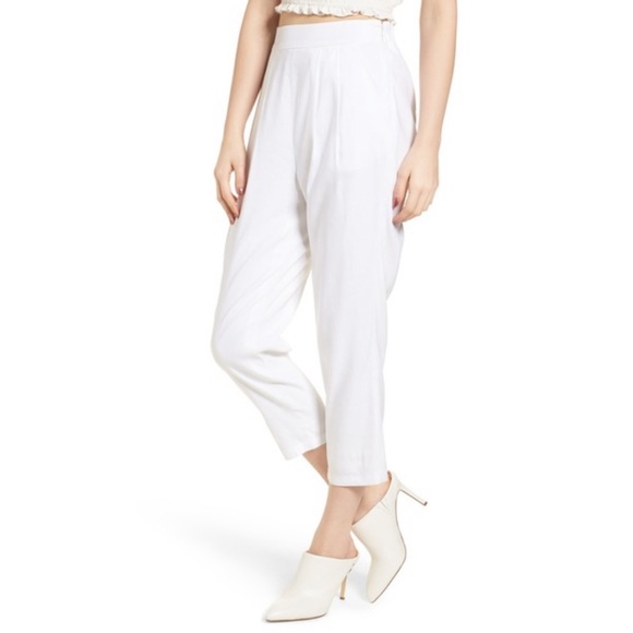Leith Pants - Leith pleat front crop pants white high rise